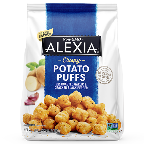 Crispy Seasoned Potato Puffs with Roasted Garlic & Cracked Black Pepper
